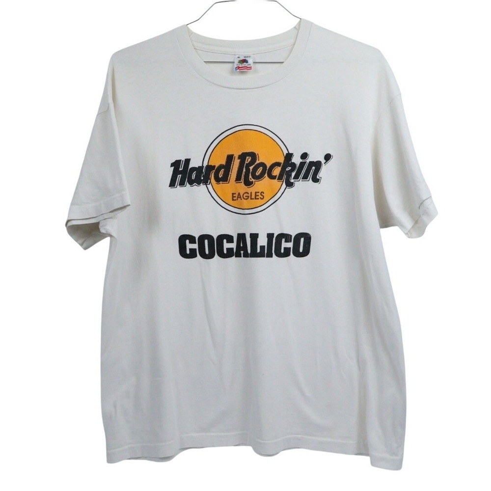 VTG Hard Rockin Eagles Cocalico T-Shirt XL White 90s USA S.S. FOTL